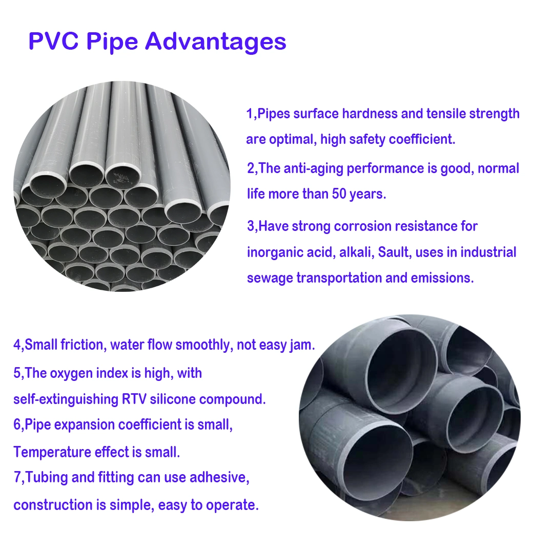 White Plastic PVC Pipe for Water Supply and Drainage