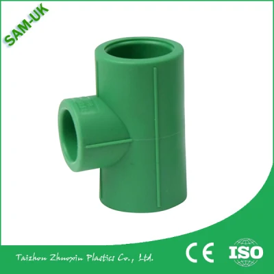 Tubos de plástico para agua caliente y fría ISO estándar PPR Tee Reducción en T Material de plomería PPR Instalación de tuberías